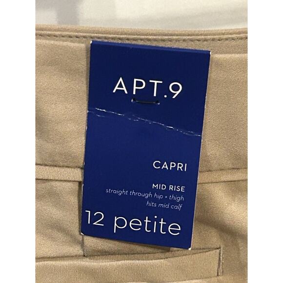 NWT Apt. 9 Women's Mid Rise Khaki Capri Pants size 12 Petite - Picture 3 of 6